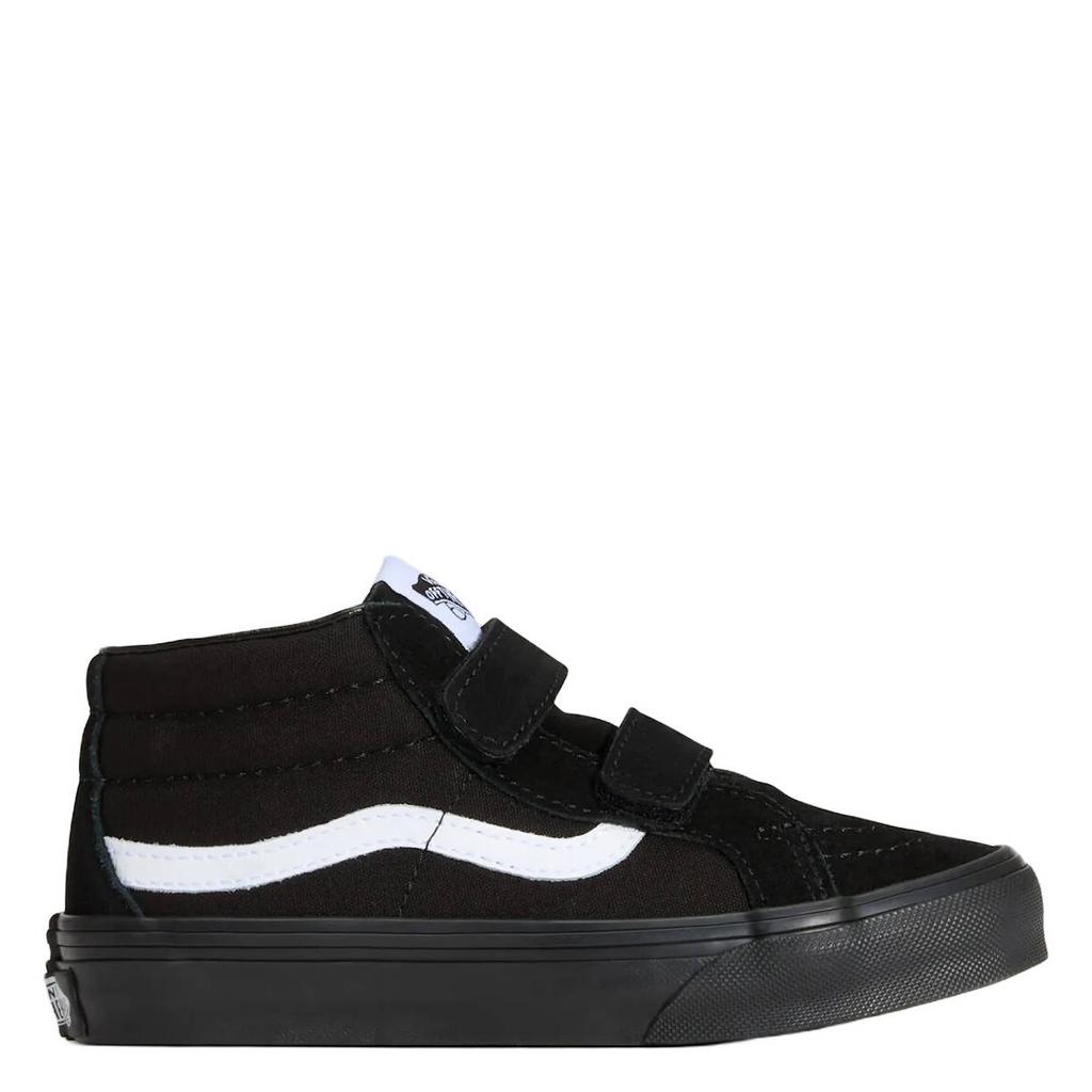 Zwart en witte jongens en meisjes Vans SK8-Mid leren sneakers - met klittenband