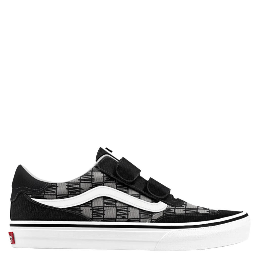 Zwart en grijze jongens en meisjes Vans Brooklyn LS leren geruite sneakers - van suède/voering: mesh/voetbed: eva met klittenband