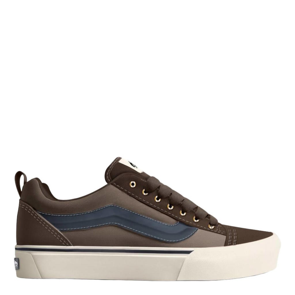 Bruin en donkerblauwe heren Vans KNU skool leren sneakers - met veters
