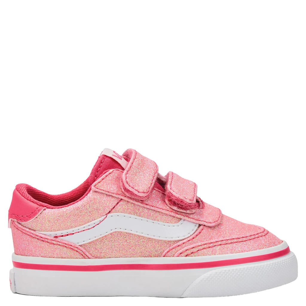 Lichtroze en roze jongens en meisjes Vans Brooklyn LS leren sneakers - van suède/voering: mesh/voetbed: eva met klittenband