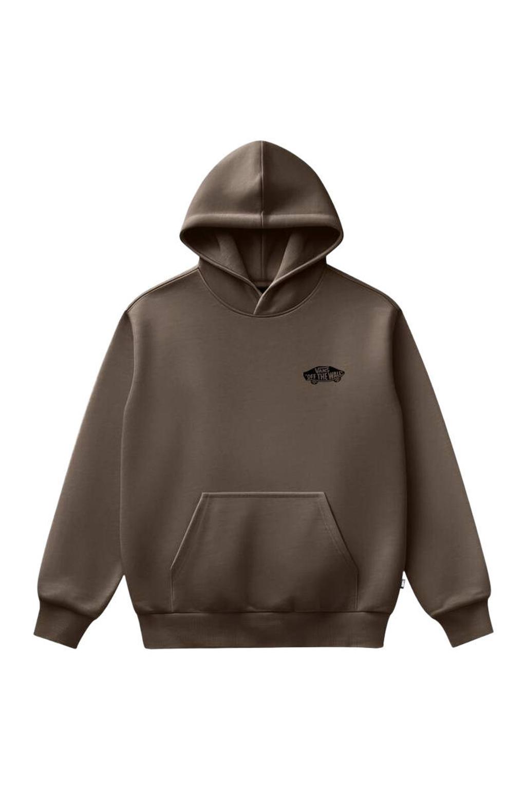Donkergroene jongens en meisjes VANS rechtvallende hoodie van sweat materiaal met backprint en lange mouwen