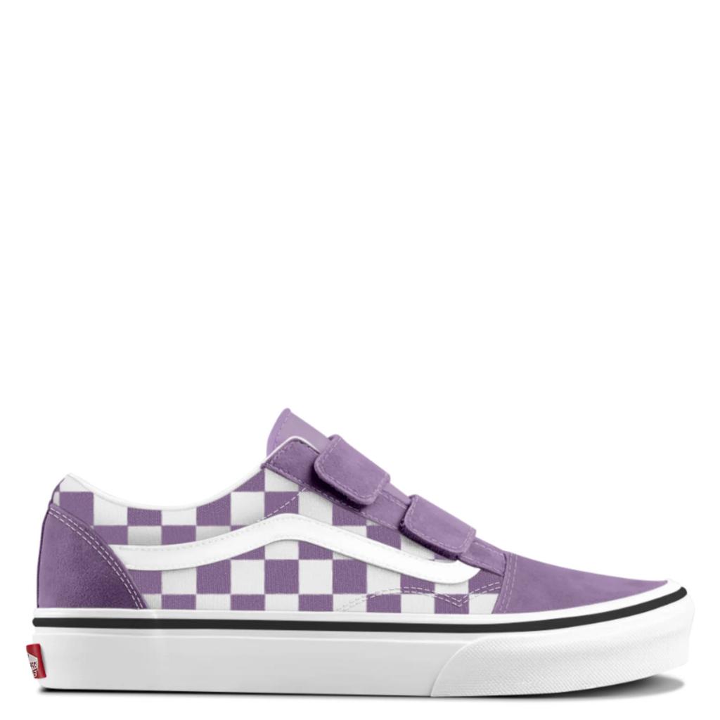 Paarse jongens en meisjes Vans Old Skool leren sneakers - met klittenband