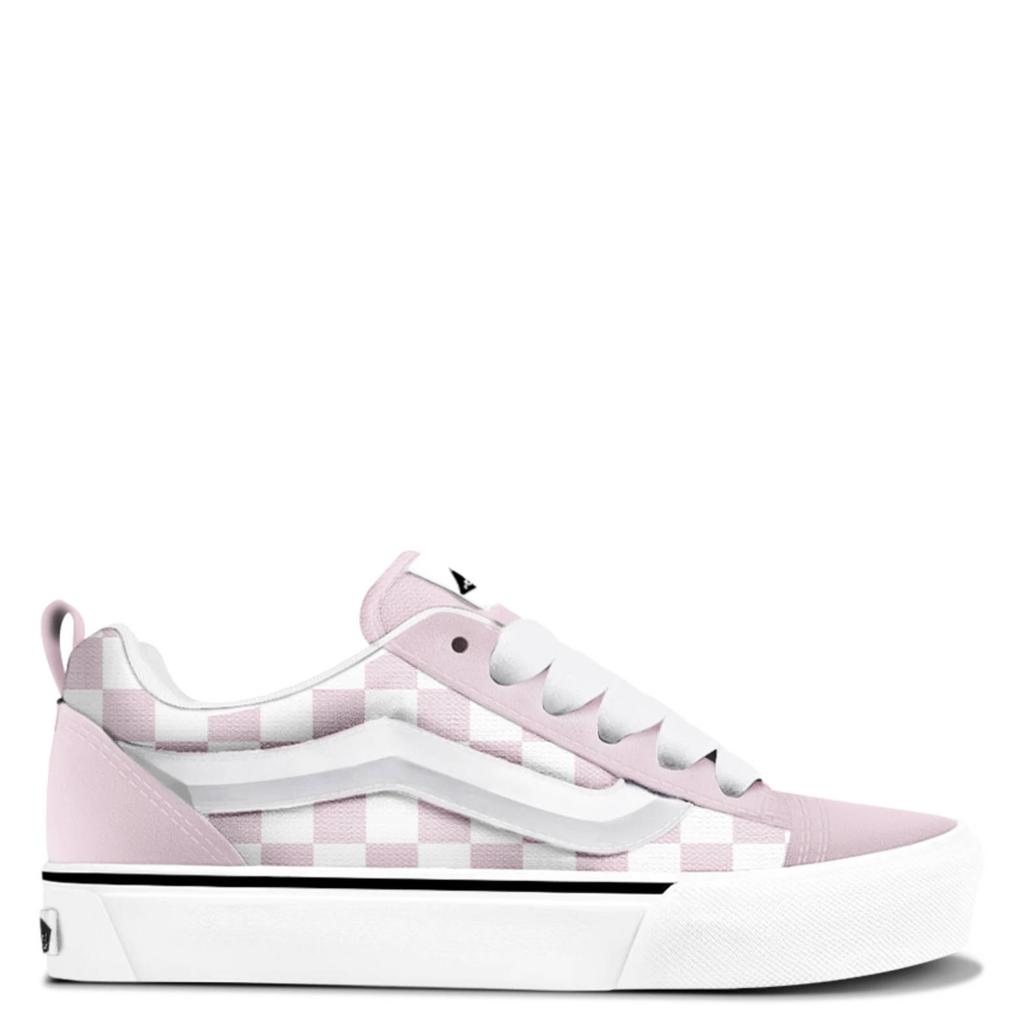 Lichtroze en witte jongens en meisjes Vans Knu Skool Checkerboard suède sneakers - van canvas-suède/voering: textiel/voetbed: textiel met veters