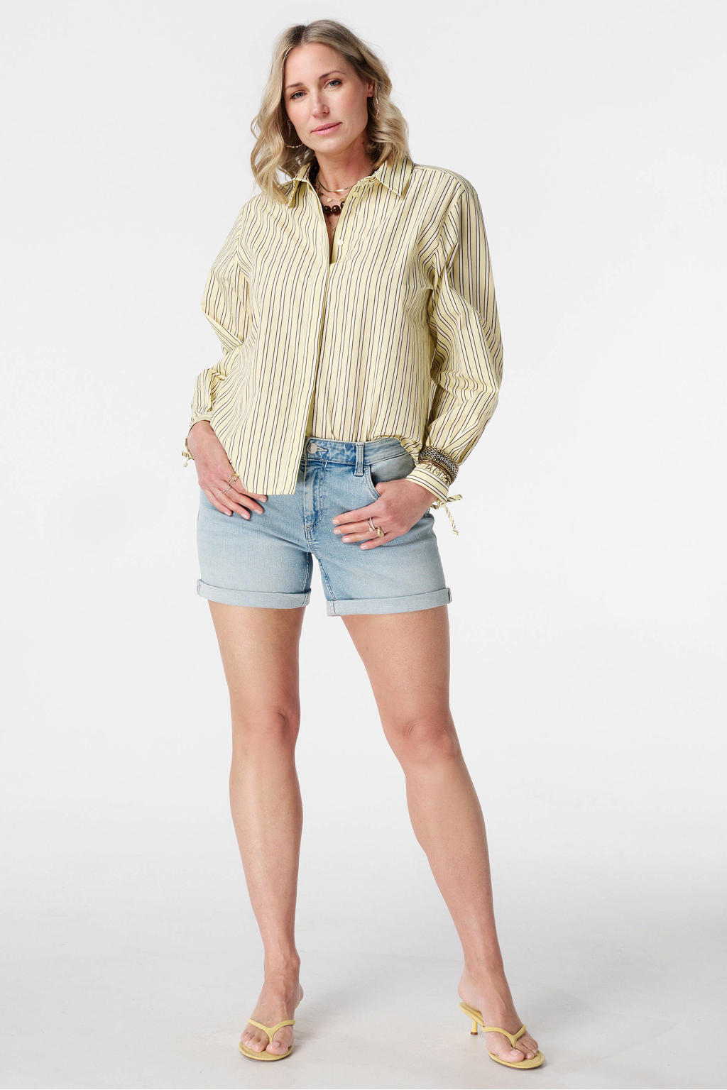 MS Mode denim slim fit regular waist short Plus Size - lichtblauw