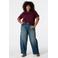 MS Mode T-shirt met borduursels Plus Size - donkerrood