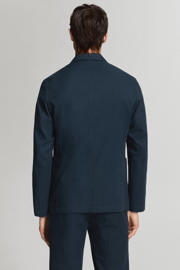 thumbnail: Mango Man slim fit colbert met linnen - donkerblauw