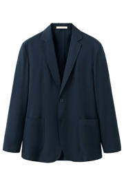 thumbnail: Mango Man slim fit colbert met linnen - donkerblauw