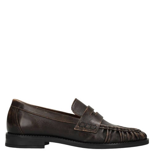 Manfield Gabriela X leren loafers donkerbruin