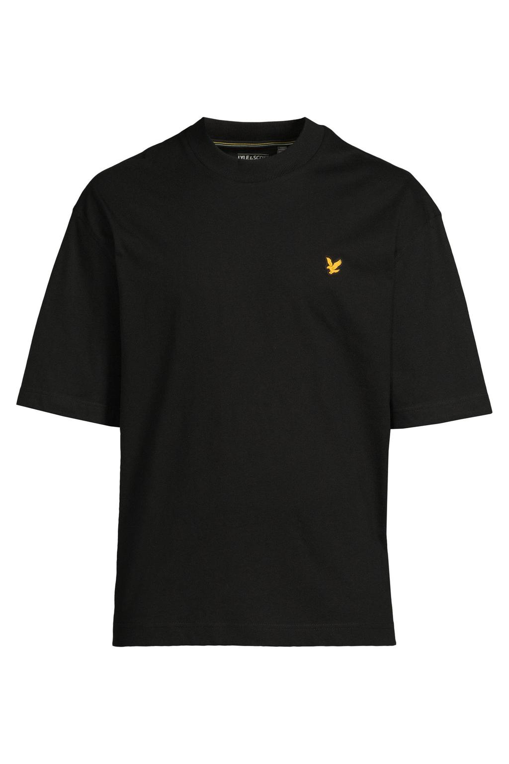 Zwarte heren Lyle & Scott boxy T-shirt van katoen met backprint, korte mouwen en ronde hals