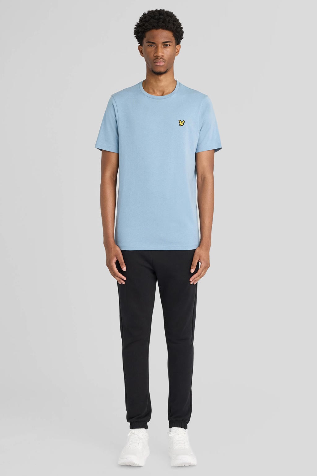 Blauwe heren Lyle & Scott regular fit T-shirt van katoen met effen, korte mouwen en ronde hals