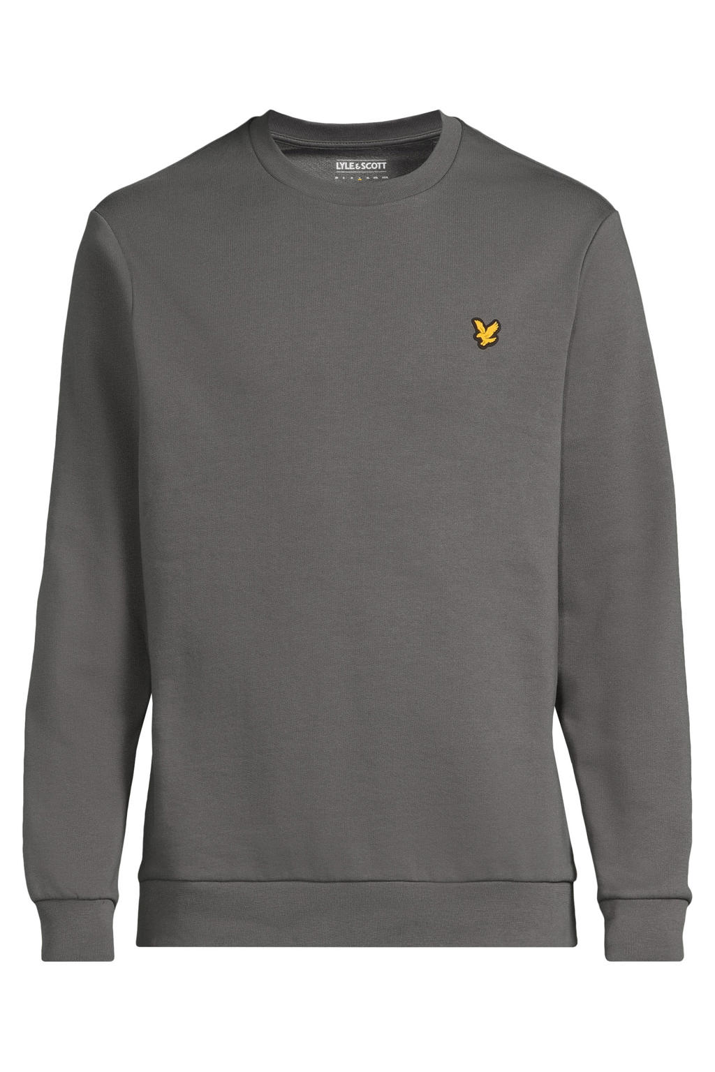 Grijze heren Lyle & Scott regular fit sweater met effen, lange mouwen en ronde hals