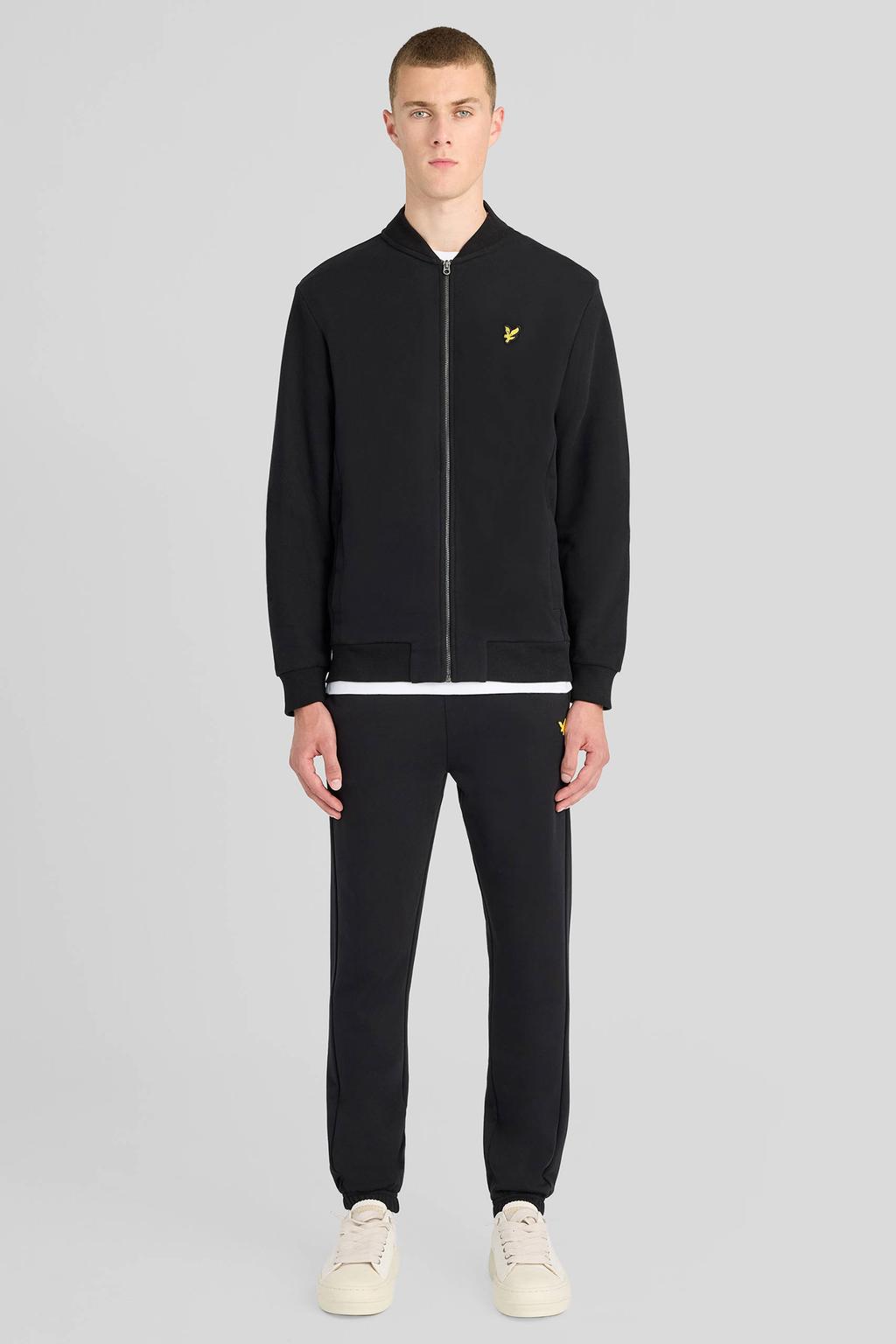 Zwarte heren Lyle & Scott regular fit sweatpant van katoen met effen