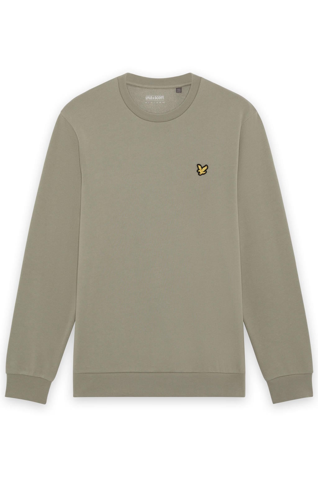 Zandkleurige heren Lyle & Scott regular fit sweater met effen, lange mouwen en ronde hals