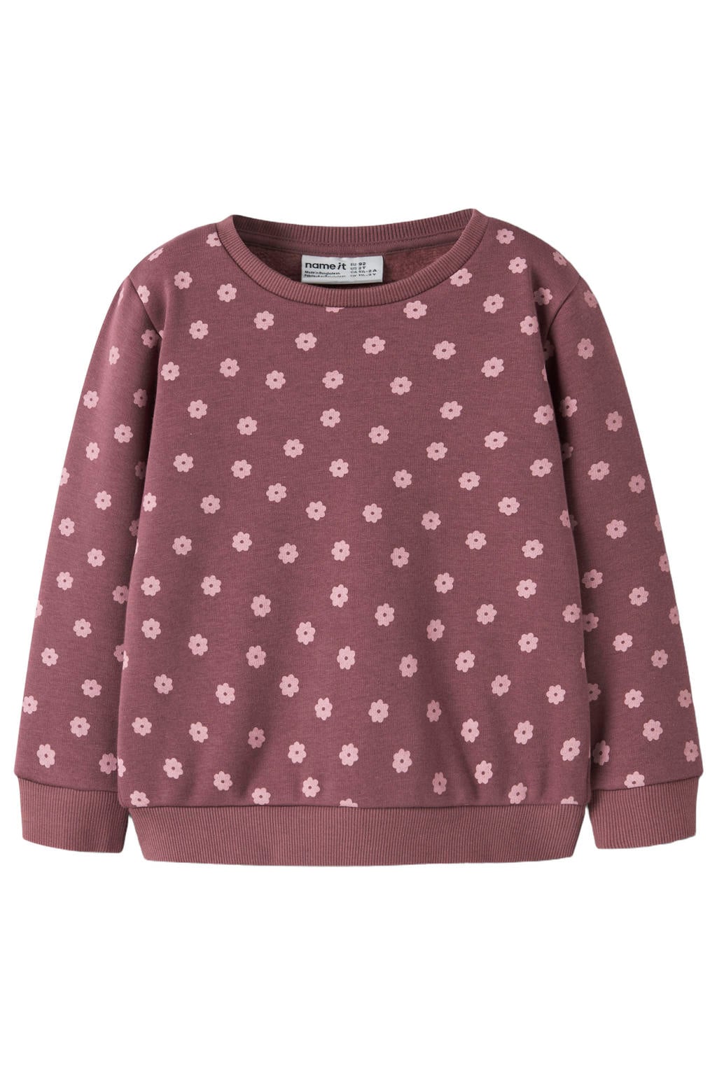 NAME IT MINI rechtvallende gebloemde sweater - donkerrood