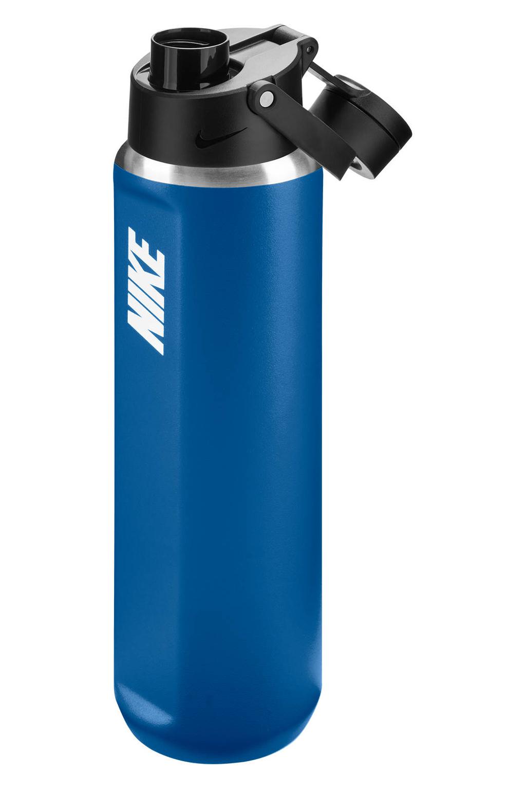 Nike rvs bidon met logo - blauw/zwart