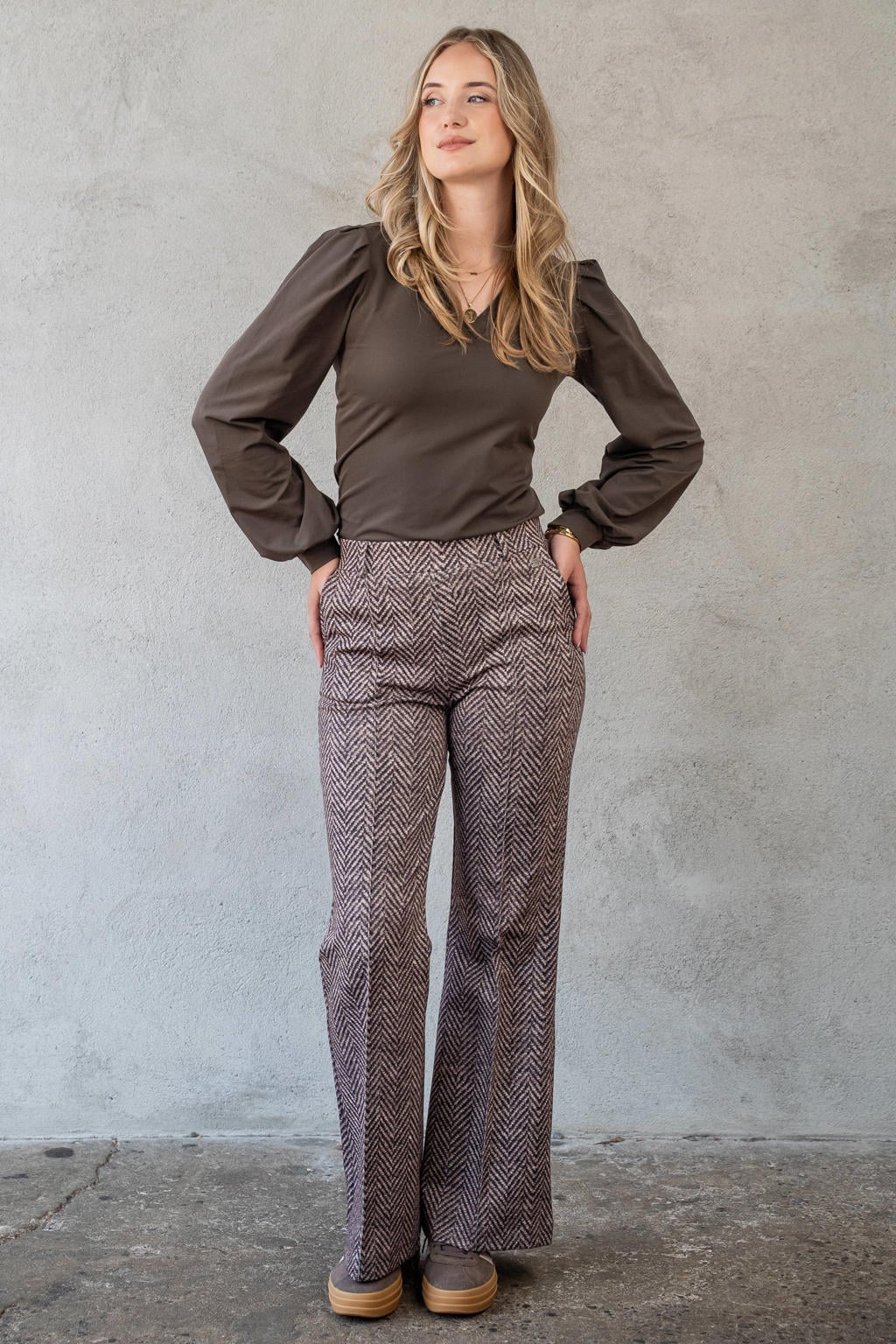 Donkerblauwe dames TQ-Amsterdam straight leg broek