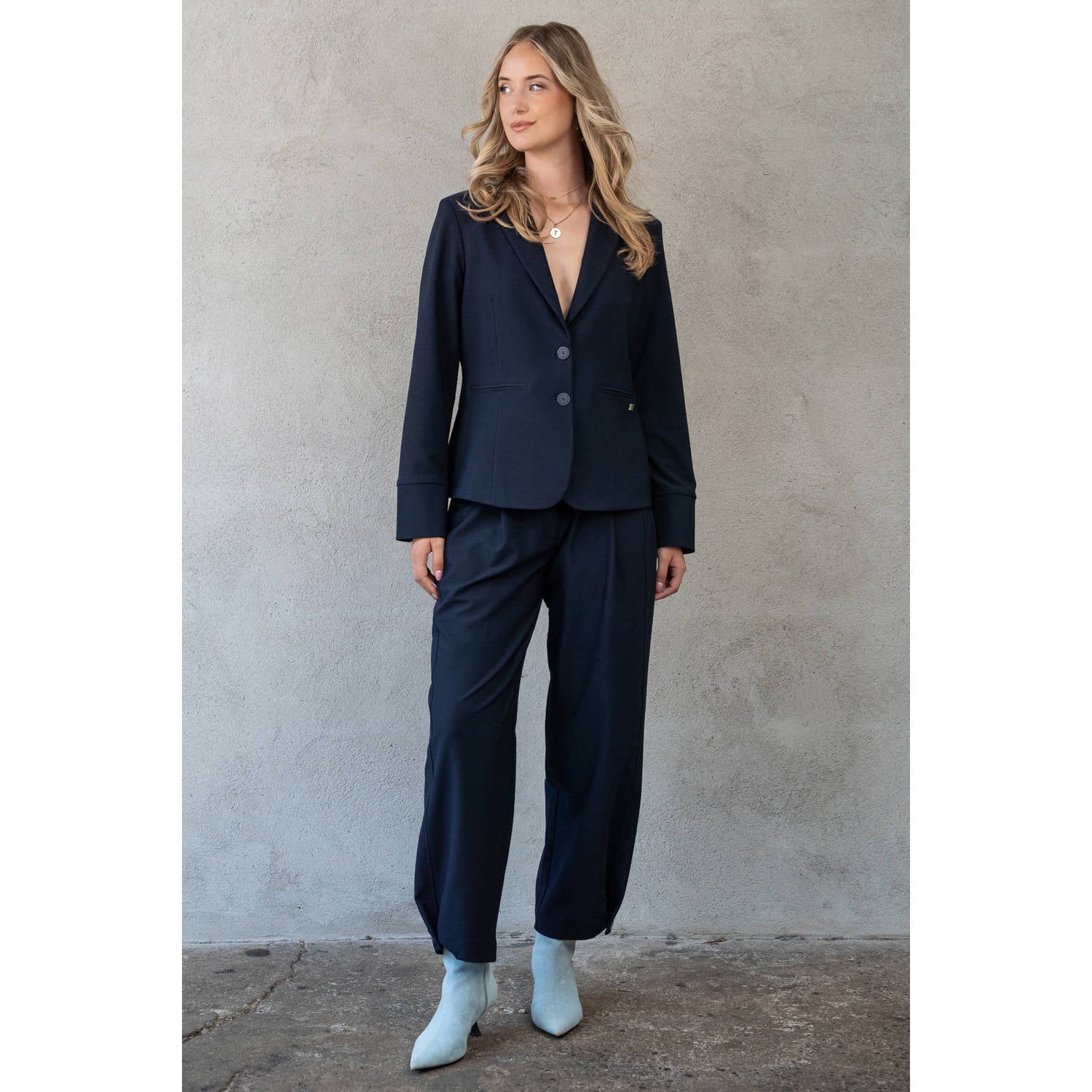 TQ-Amsterdam barrel travelstof casual broek donkerblauw