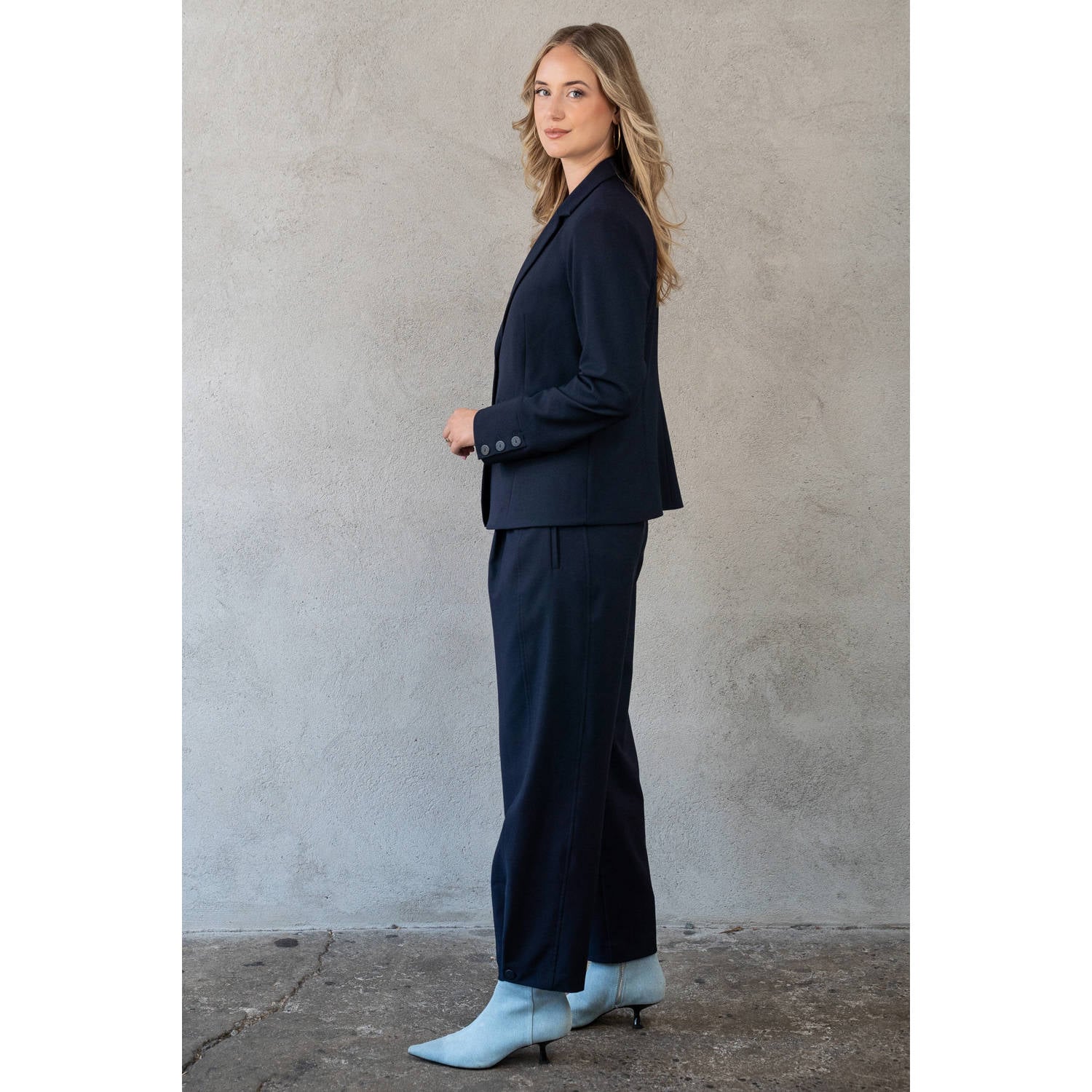TQ-Amsterdam barrel travelstof casual broek donkerblauw