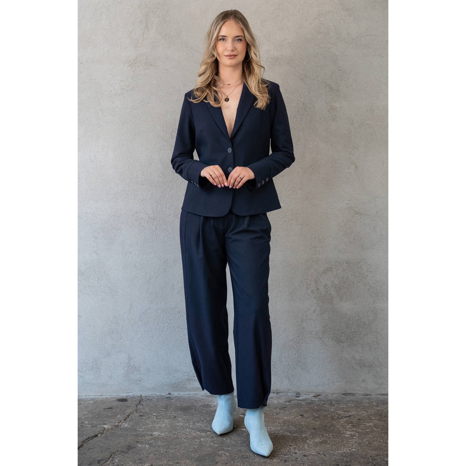 TQ-Amsterdam barrel travelstof casual broek donkerblauw