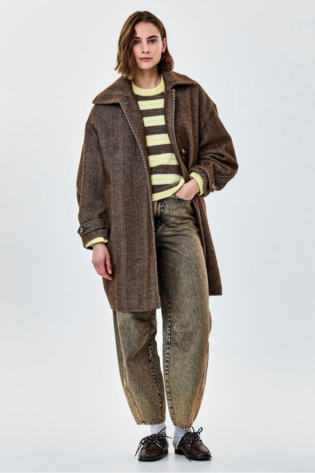 CKS mantel met print - bruin