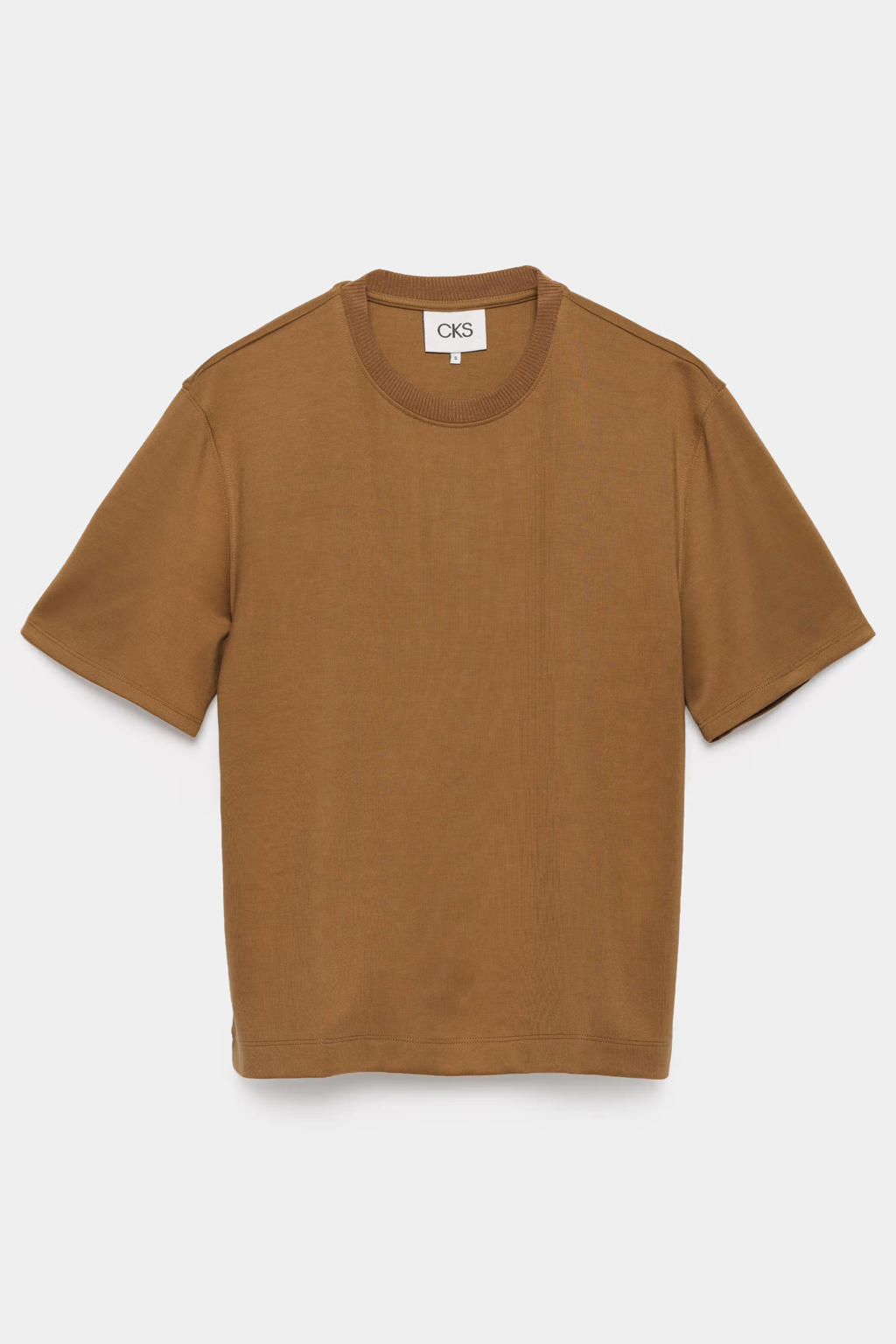 Lichtbruine dames CKS T-shirt van katoen met backprint, korte mouwen en ronde hals