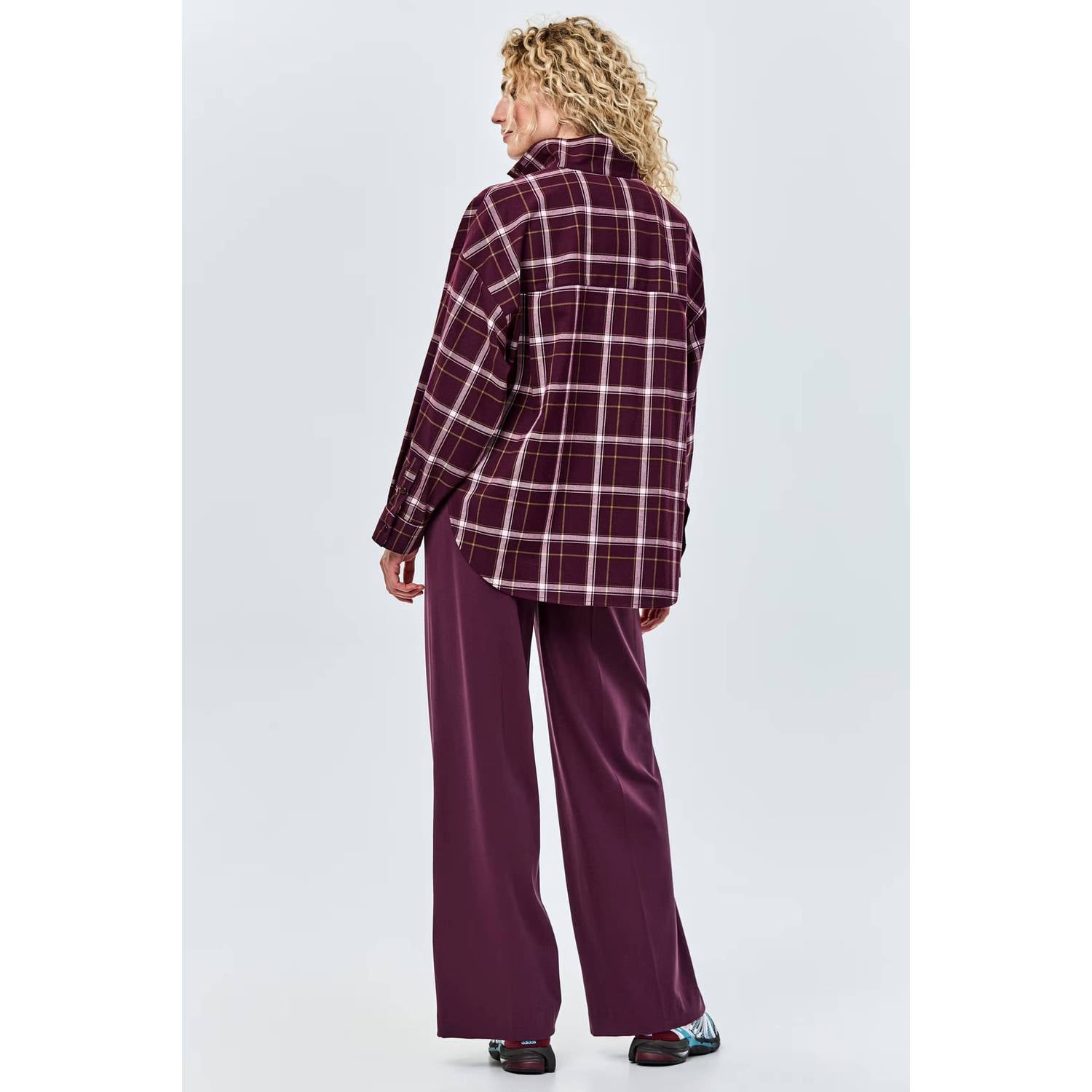 CKS geruite blouse donkerrood ecru