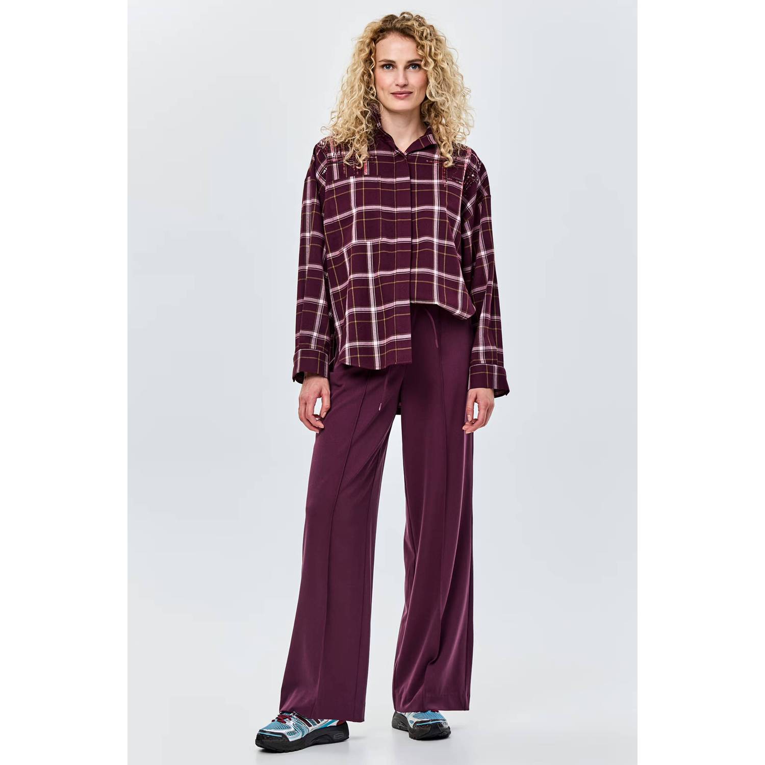 CKS geruite blouse donkerrood ecru