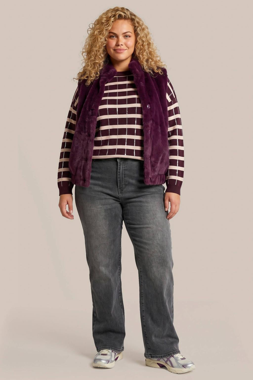 Exxcellent Plus Size gilet - donkerrood