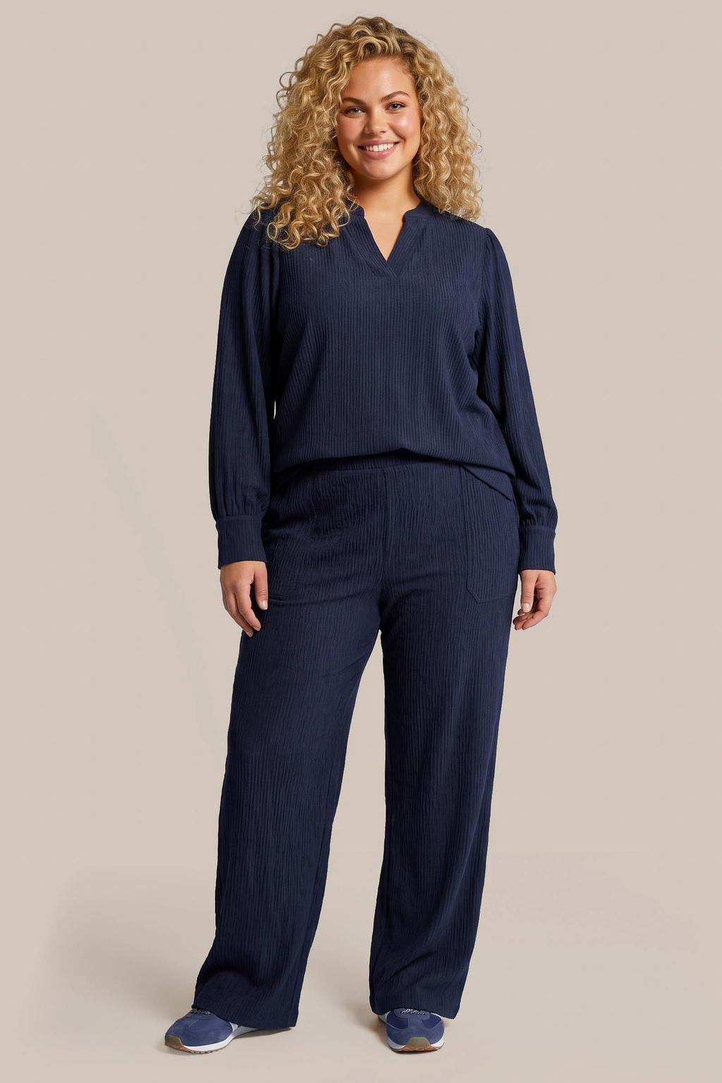 Exxcellent Plus Size straight leg broek - donkerblauw