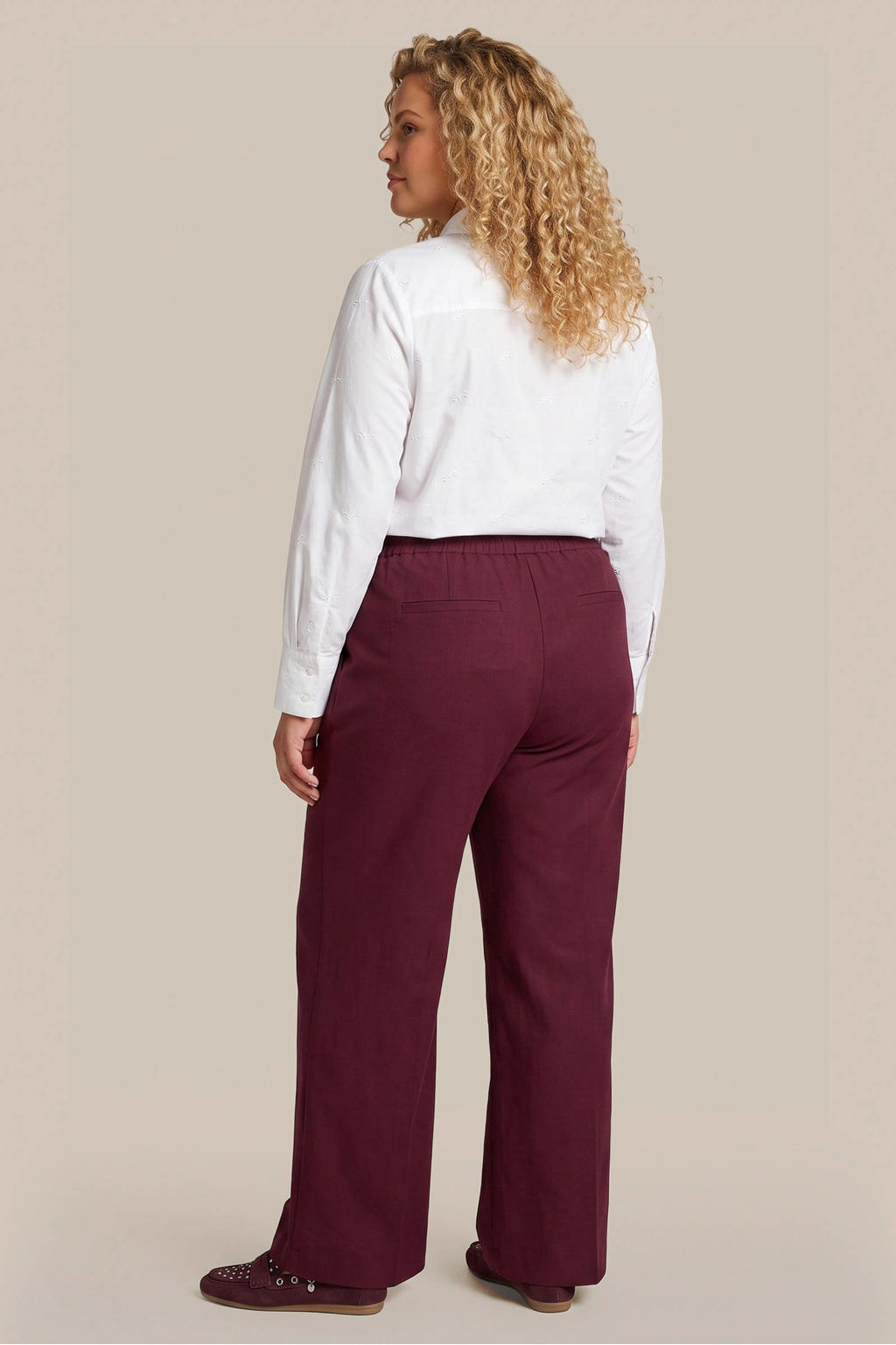 Exxcellent Plus Size straight leg broek - aubergine