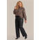Exxcellent Plus Size imitatieleren straight leg broek - zwart