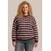 Exxcellent Plus Size gestreepte trui met pailletten - donkerrood/ecru