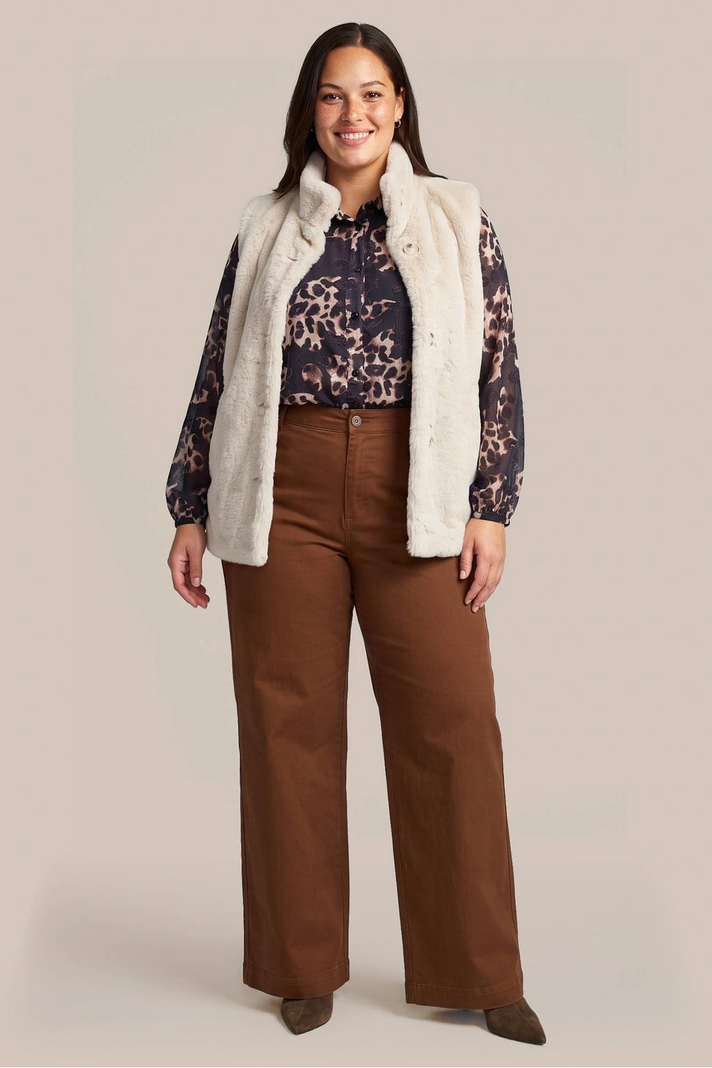 Exxcellent Plus Size gilet - zand