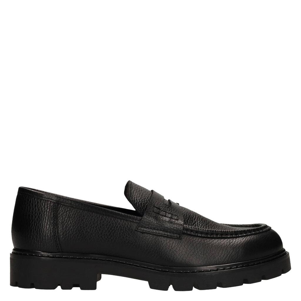 Zwarte heren Manfield leren loafers met profielzool -