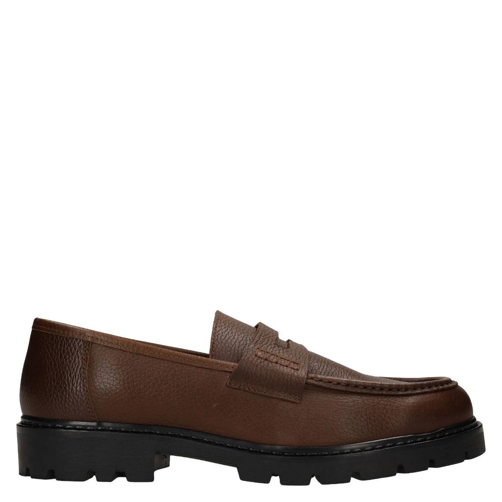 Bruine heren Manfield leren loafers met profielzool -