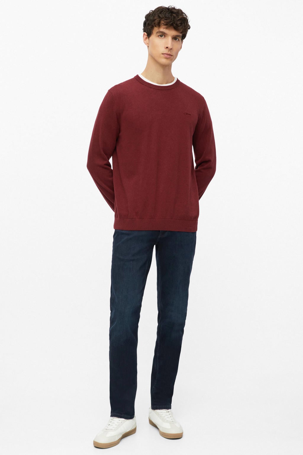s.Oliver katoenen regular fit gebreide trui - rood