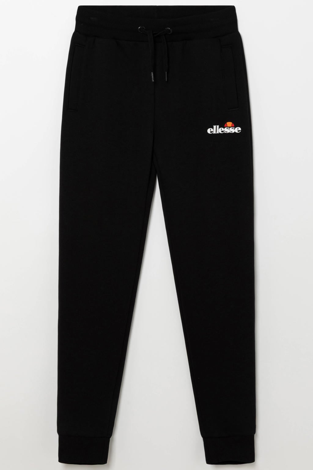 Zwarte jongens en meisjes Ellesse joggingbroek van katoen met elastische tailleband en effen
