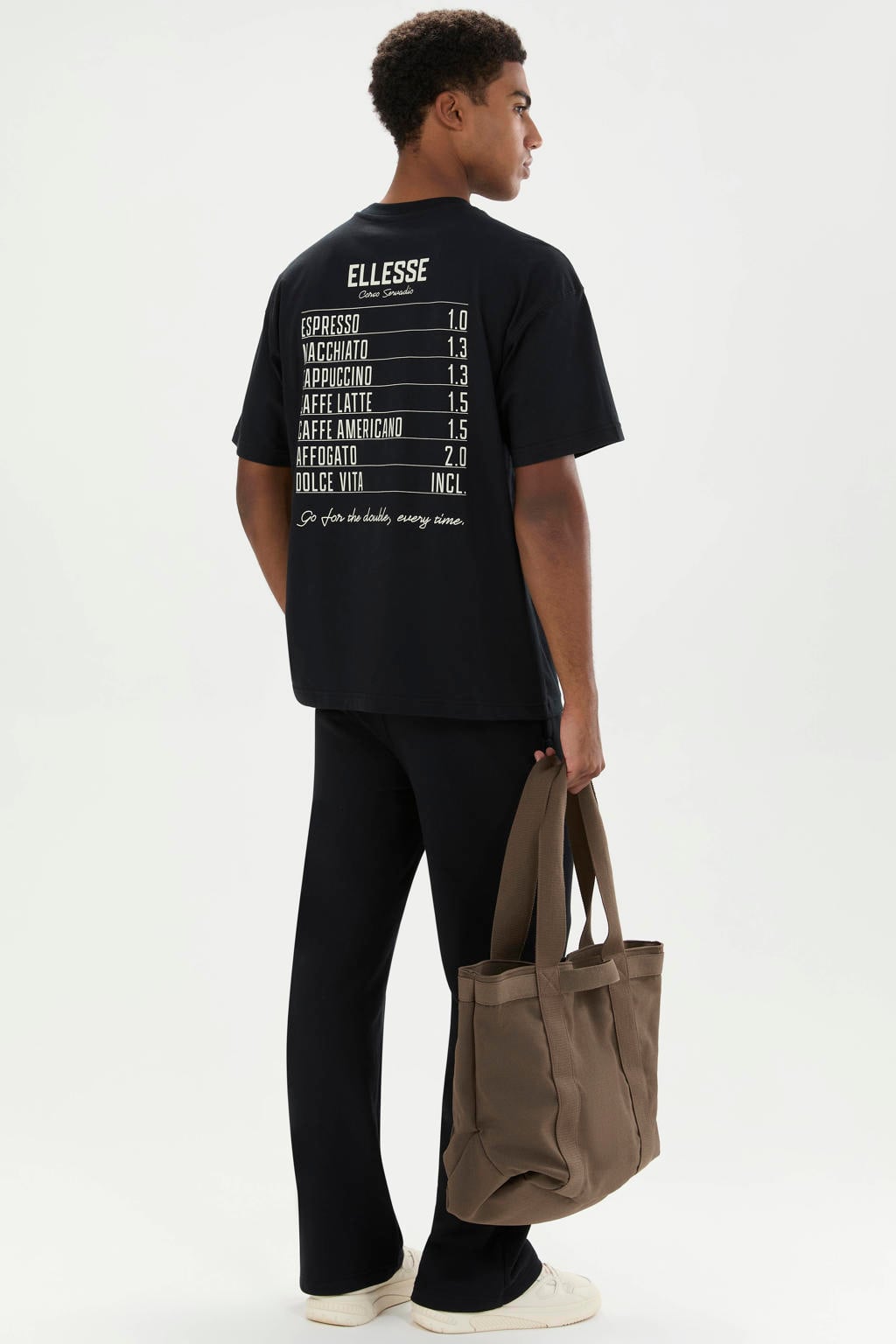 Zwarte heren Ellesse T-shirt van katoen met backprint, korte mouwen en ronde hals