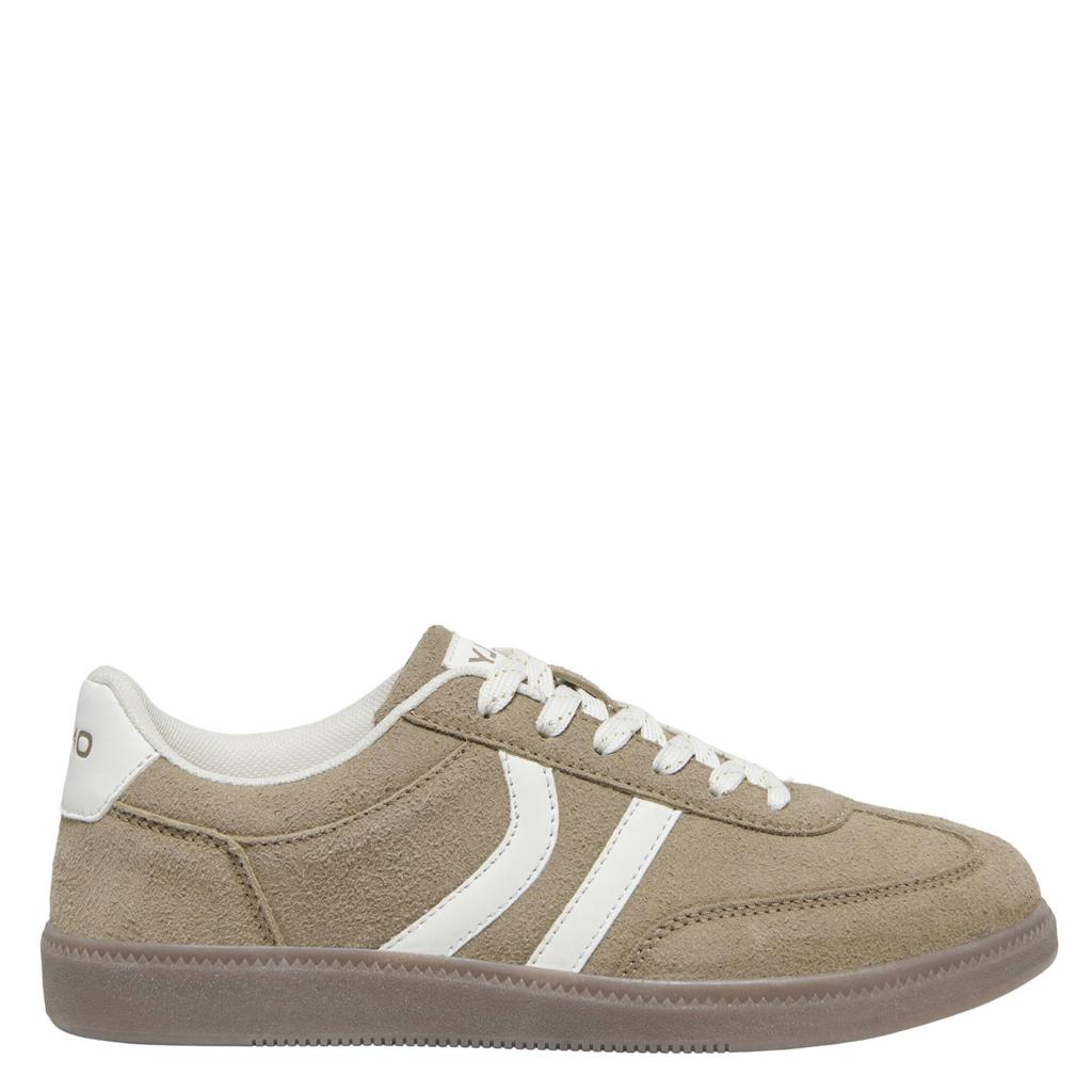 Taupe dames ONLY Onllydie suèdelook sneakers - van 100% polyurethaan met veters