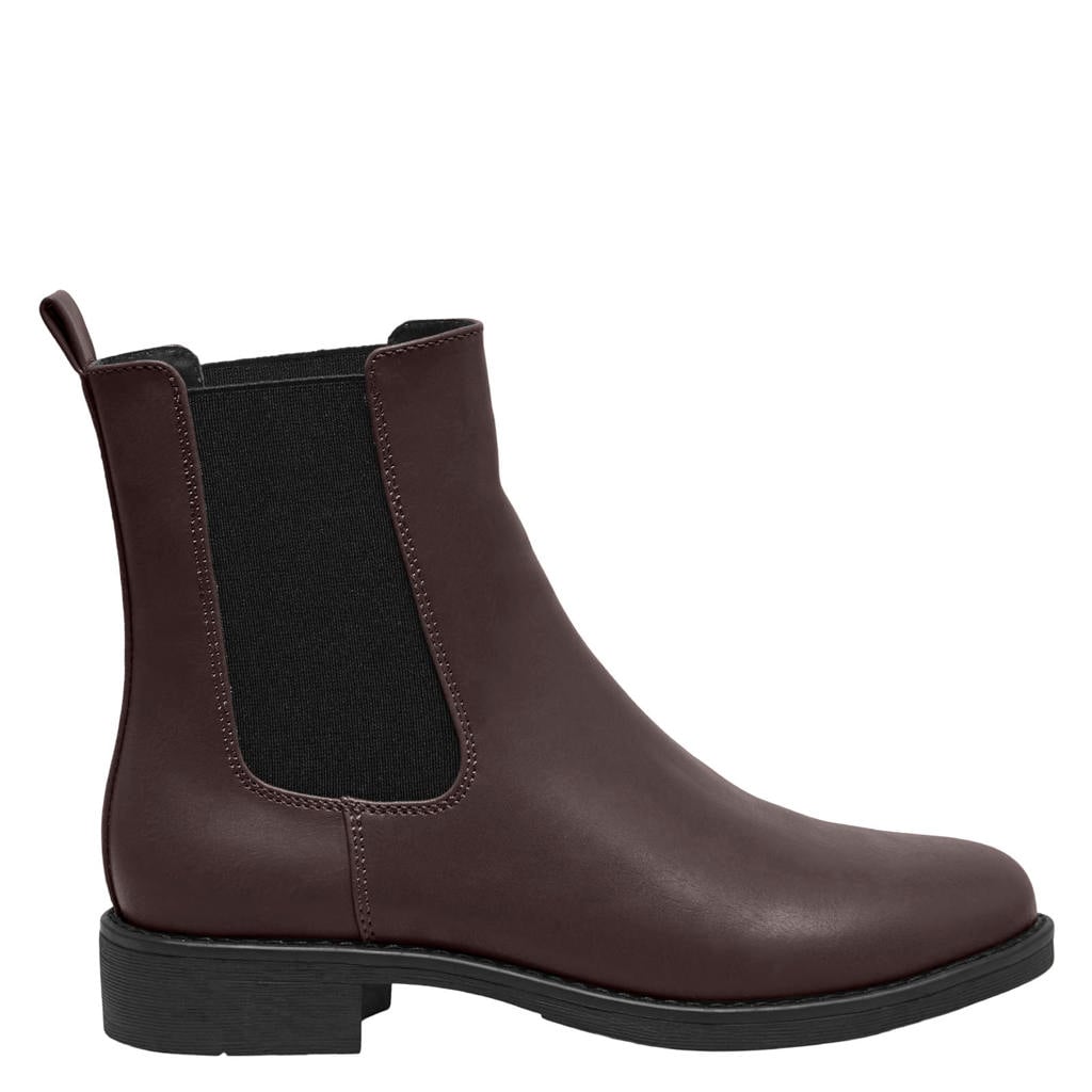 Bruine dames ONLY imitatieleren chelsea boots - met elastische inzet