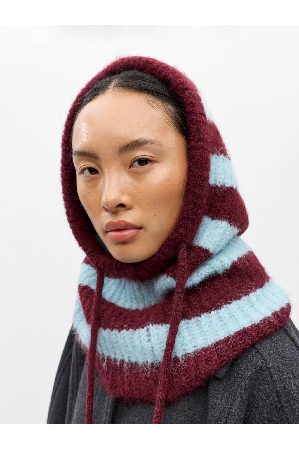 OBJECT gestreepte balaclava OBJMILU blauw/donkerrood