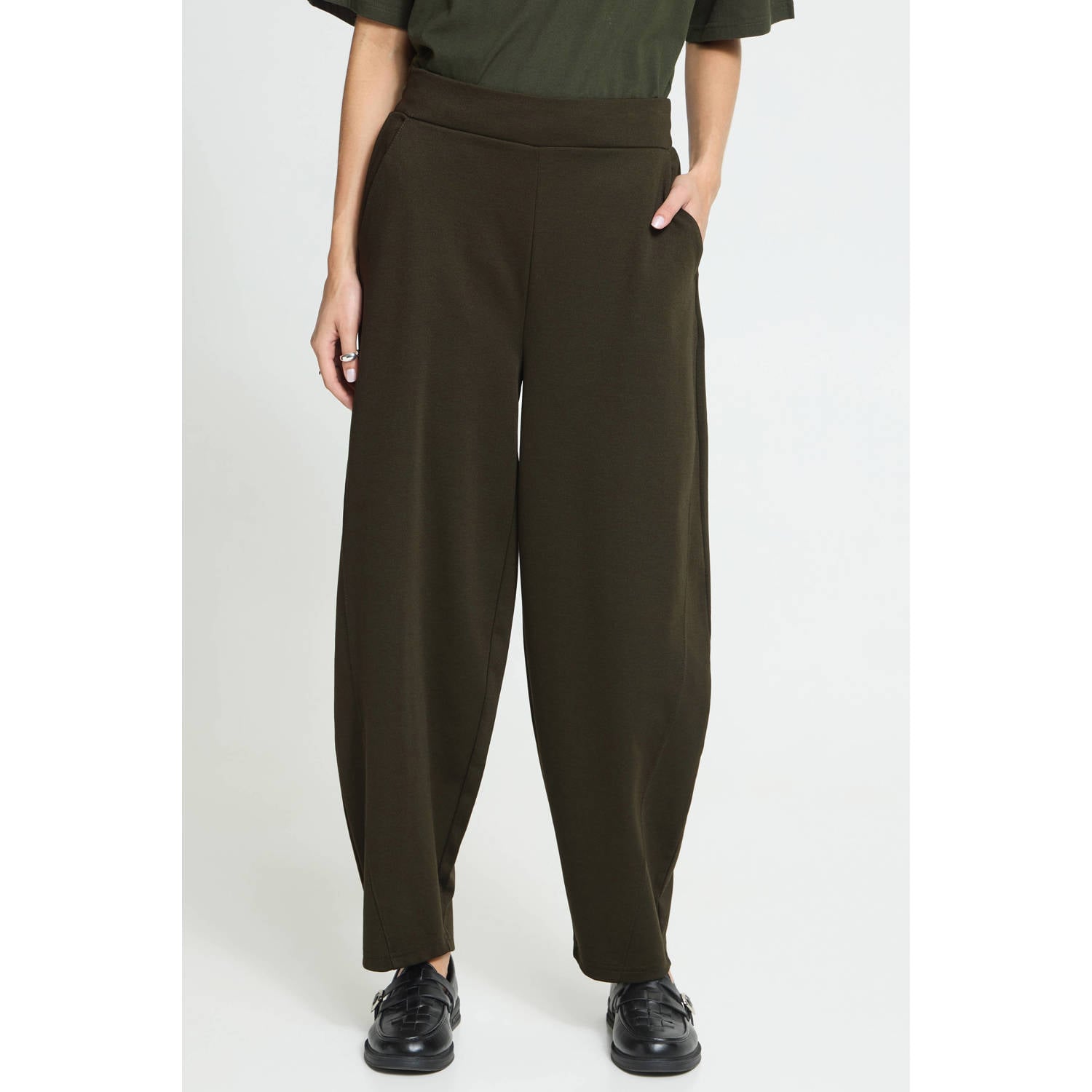 ICHI barrel broek donkergroen