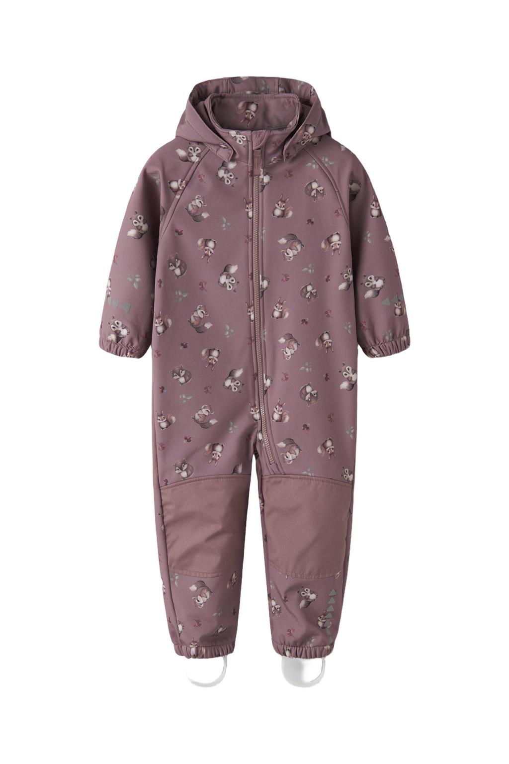 Oudroze meisjes GUPPY MINI buitenspeelpak van polyester met lange mouwen, capuchon en ritssluiting