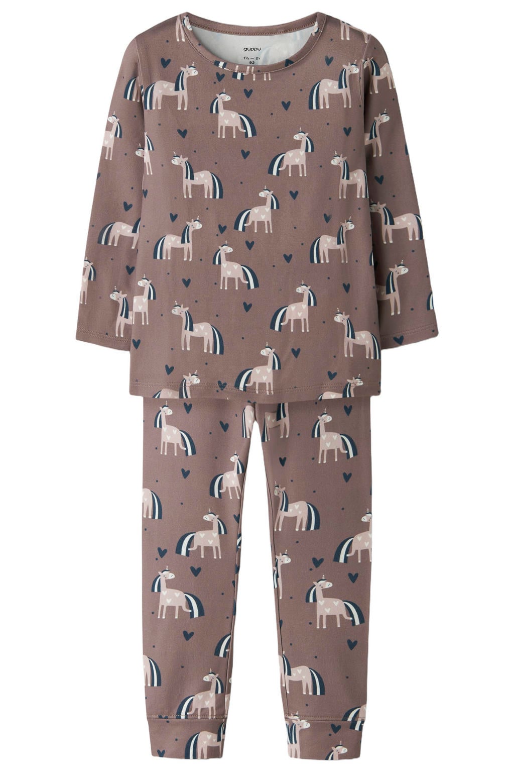 GUPPY MINI pyjama met print - taupe/donkerblauw/beige