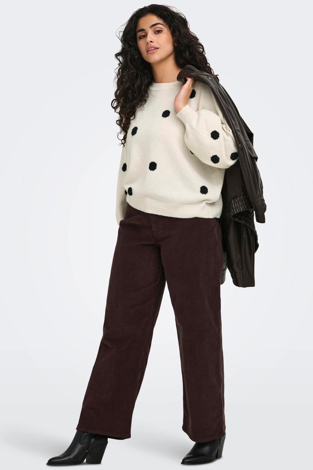 Zwarte dames ONLY CARMAKOMA jeans van denim met high waist, rits- en knoopsluiting en effen