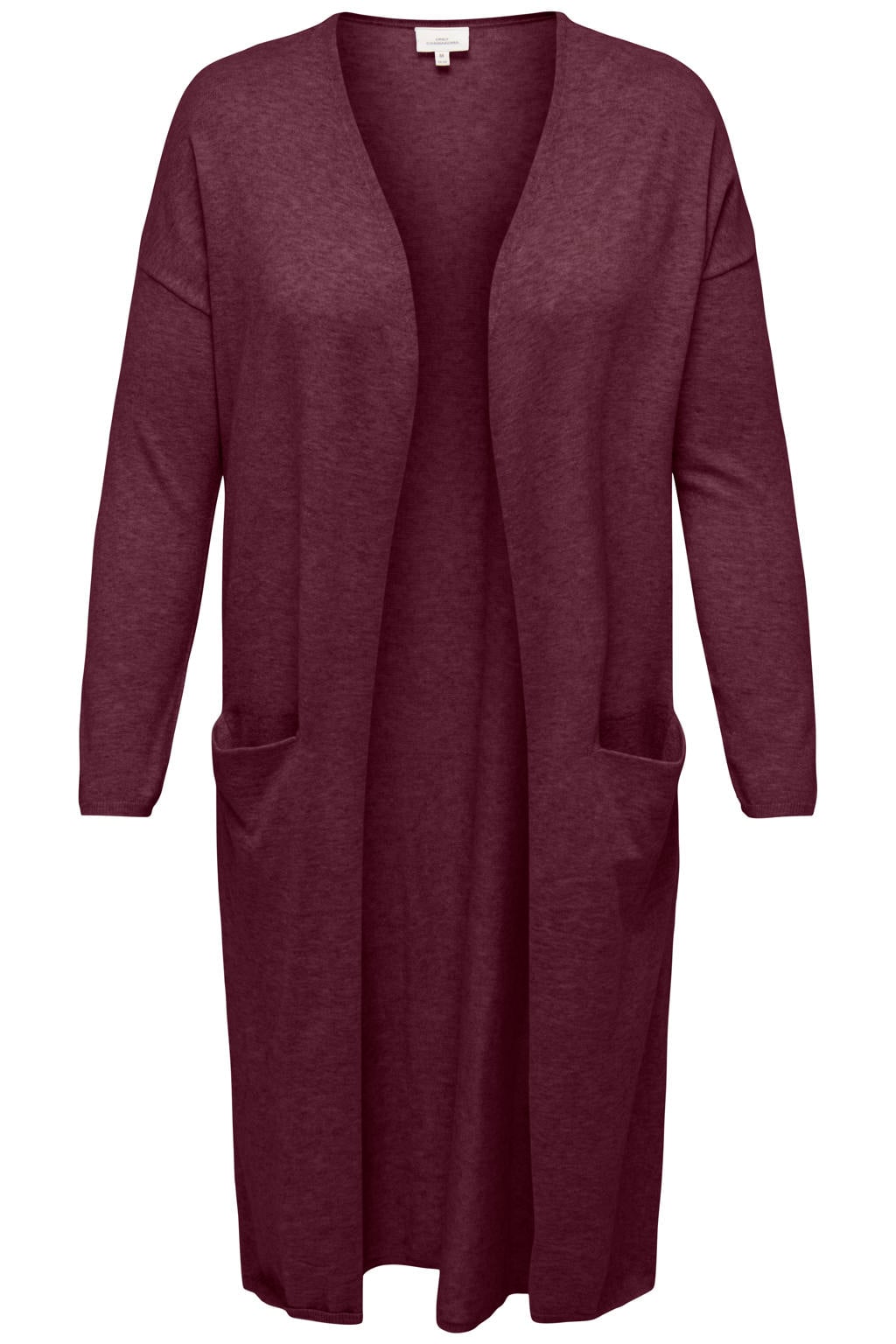 Aubergine dames ONLY CARMAKOMA aansluitend gebreide vest Plus Size van viscose met effen en lange mouwen