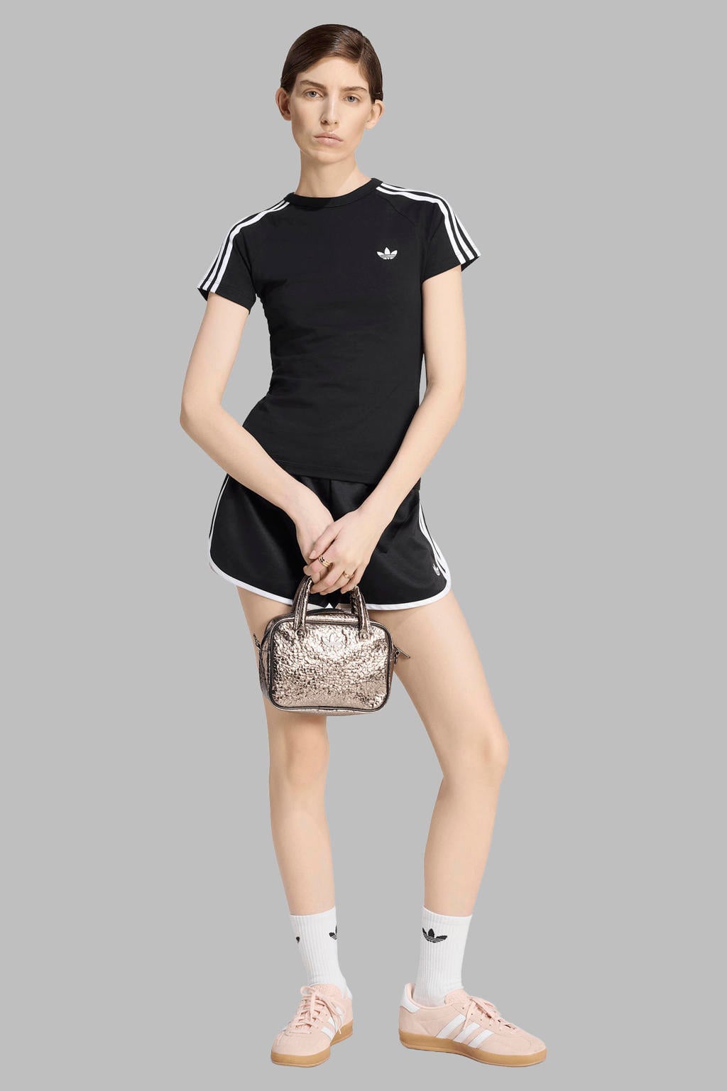 adidas Originals Sprinter regular fit gestreepte sweatshort - zwart/wit