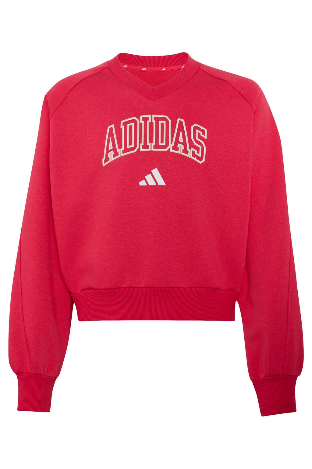 Roze jongens en meisjes adidas Sportswear sweater van katoen met logo dessin, lange mouwen en ronde hals