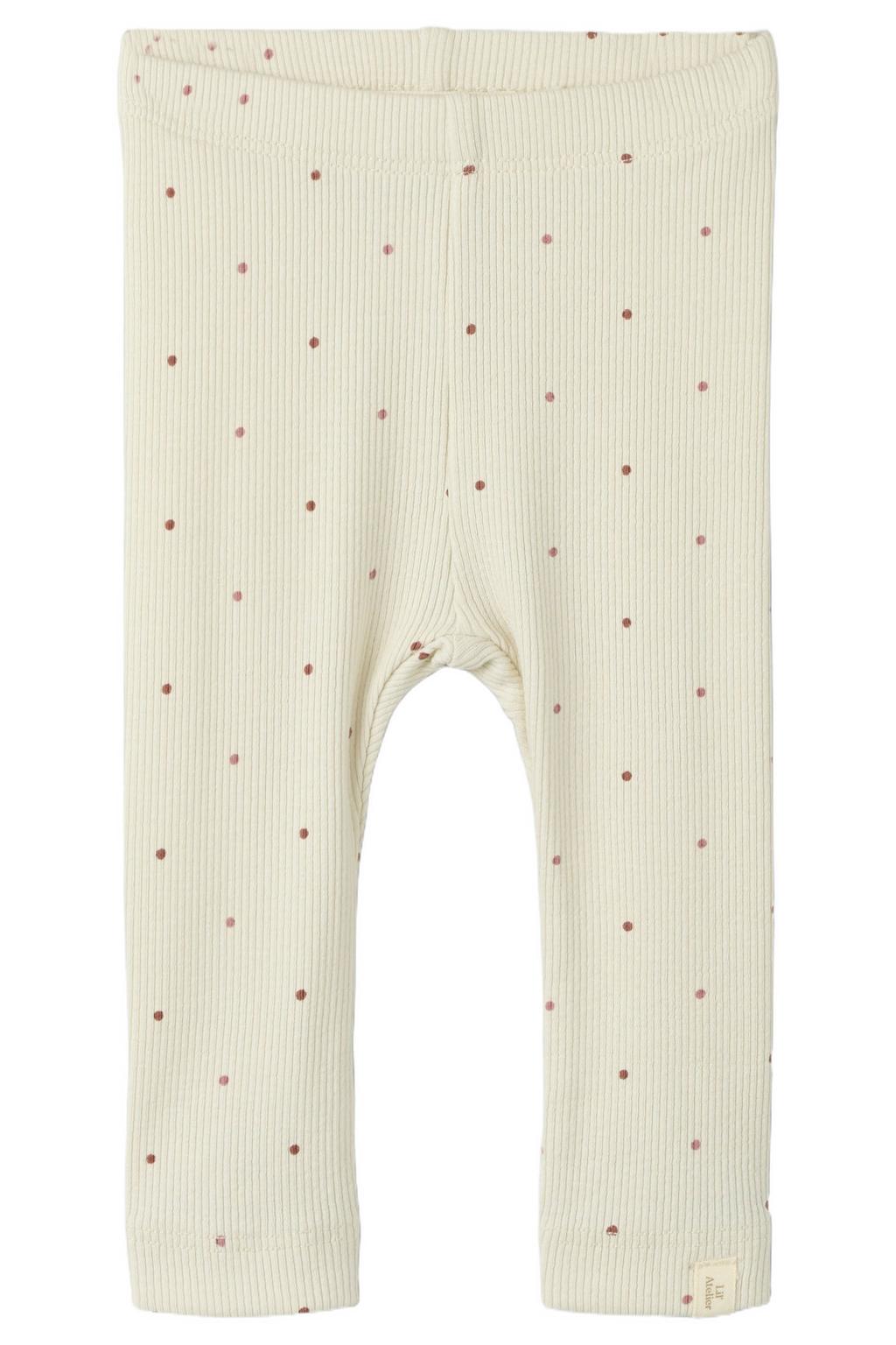 Ecru meisjes LIL' ATELIER BABY legging van stretchkatoen met elastische tailleband en stippenprint
