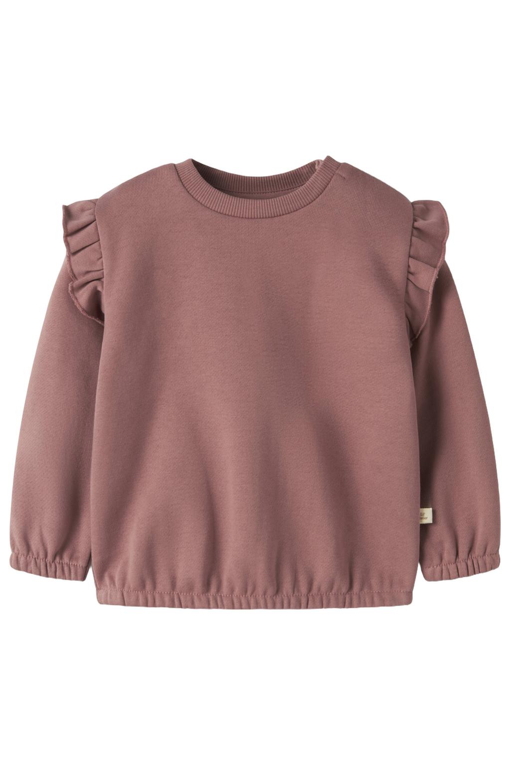 Roze meisjes LIL' ATELIER BABY sweater met effen, lange mouwen, ronde hals, knoopsluiting en elastische boord